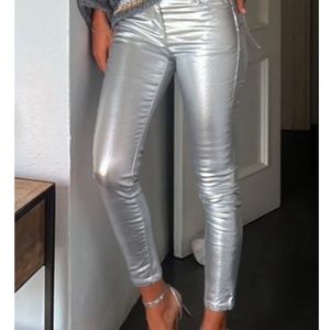 Rebadress Slim Fit Faux Leather Leggings Pants with Pockets